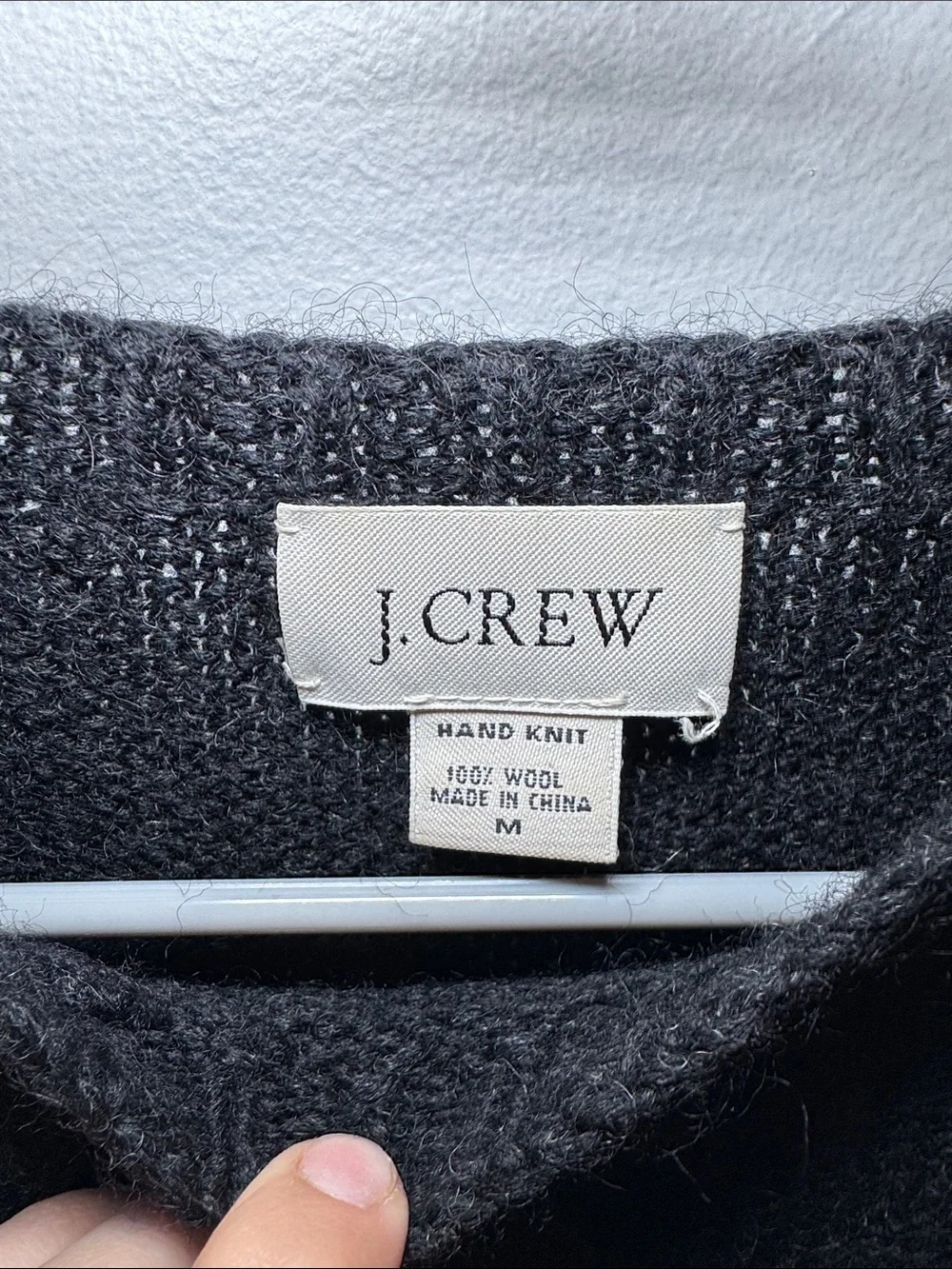 J. Crew vintage Black Fair Isle Wool Hand Knit Crewneck Sweater size M